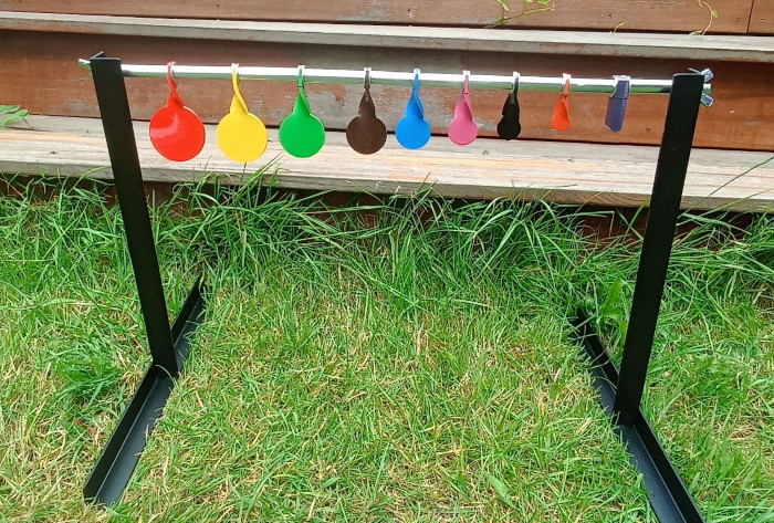 [7GS-BART-Snooker] 7 garden spinners, "Snooker" bar target on stand