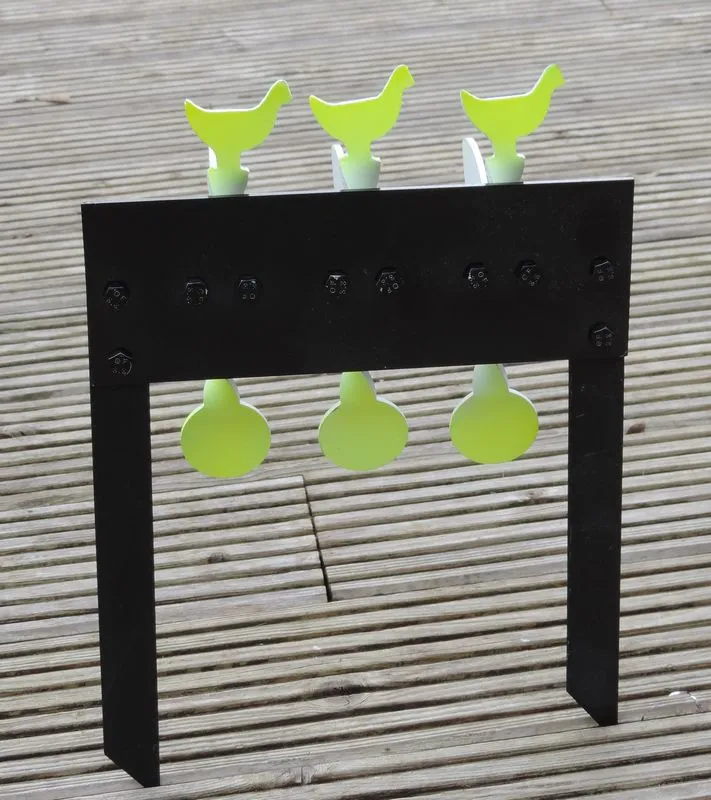 [CR03-NRAChook-TH] NRA Style Triple Chicken Cordless Resetting Airgun Target