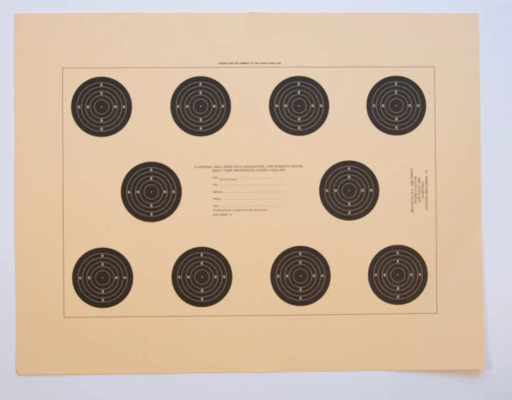 NSRA 25M Prone 10 Bull Targets (25M10 BM/89-18) Packs