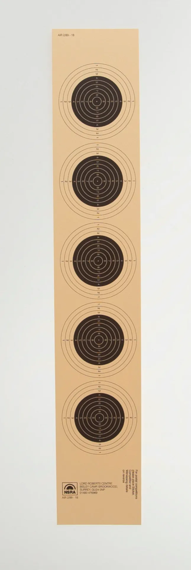 NSRA Air 2/89-18 (10M 5 Target Strip) Packs